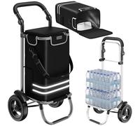 tectake® Carrello Spesa Shopper 3 in 1, Trolley Pieghevole con Borsa Termica per Surgelati, Carrello con Ruote Portatutto, Carrellino Spesa Con Ruote Scorrevoli, Capacità max 30 kg / 56L - Nero