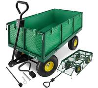 tectake® Carretto Carrello a Mano da Trasporto, Carrello Porta Attrezzi con Ruote,Giardino, Cantiere, Carrello da Giardino, Carrello Trasporto con Ruote
