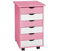 TecTake Cassettiera a rotelle comò in legno - disponibile in diversi colori - (Rosa)