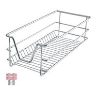 TecTake® Cassetto Telescopico, Cassetto Estraibile Cucina, Ripiano Scorrevole, Binario Telescopico, Organizer Cromato, per Mobile, Scaffale Salvaspazio - 1 x 30 cm