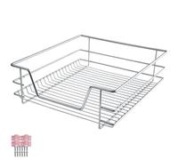 TecTake® Cassetto Telescopico, Cassetto Estraibile Cucina, Ripiano Scorrevole, Binario Telescopico, Organizer Cromato, per Mobile, Scaffale Salvaspazio - 1 x 50 cm