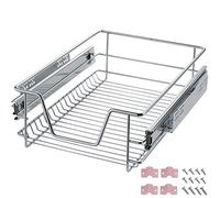 TecTake® Cassetto Telescopico, Cassetto Estraibile Cucina, Ripiano Scorrevole, Binario Telescopico, Organizer Cromato, per Mobile, Scaffale Salvaspazio - 1 x 40 cm