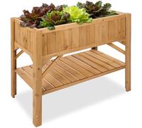 tectake® Cassone orto, altezza ergonomica, legno impregnato, 119x57x90 | Ripiano funzionale, legno conifera impregnato, resistente intemperie, 130 litri, pellicola impermeabile inclusa, marrone