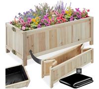 tectake® Cassone per Orto Rialzato in Legno, Pieghevole, 30 l, 70x30x25 cm | Abete Naturale, Pellicola Protettiva, Portata 50 kg, Resistente alle Intemperie, Preassemblato, Facile da riporre, Marrone