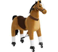 tectake® Cavallo a Dondolo con Ruote Scorrevoli, Cavallo a Dondolo per Bambini Realistico, Cavalluccio a Dondolo con Telaio in Acciaio, Cavallo Peluche Antiscivolo - 34x89x100 cm