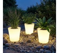 tectake® Cilindro Vaso da esterno luminoso LED, Ø 38 x 40 cm, vaso fiori da giardino RGB, telecomando, 16 colori, lampade da giardino decorative uso interno e vasi da esterno, moderno, Curve Cooler