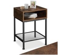 tectake 800977 Comodino Harlow, Robusto telaio in acciaio, Tre ripiani (industriale scuro)