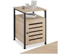 tectake® Comodino Camera da Letto 40,5x40,5x60,5cm, Tavolino da Letto o Tavolino da Divano, 2 Ripiani, Scomparto con Magnete, per Libri, Fiori, Lampada, Sveglia, Bevande - Legno Industriale Chiaro