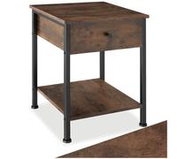 tectake® Comodino Camera da Letto, 40 x 40 x 55,5 cm, Tavolino con Cassetto, struttura acciaio, pannello effetto legno, como camera da letto, mobiletto soggiorno e cameretta - Legno Industriale Scuro