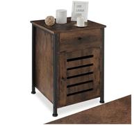 tectake® Comodino Camera da Letto 40x42x60,5cm, Tavolino da Letto o Tavolino da Divano con Cassetto e Scomparto con Magnete, Mobiletto Salvaspazio per Libri, Fiori, Sveglia - Legno Industriale Scuro
