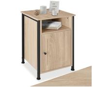 tectake® Comodino Camera da Letto 40x42x60,5cm, Tavolino da Letto o Tavolino da Divano con Porta e Ripiani, Mobiletto Salvaspazio per Libri, Fiori, Soggiorno, Camera - Legno Industriale Chiaro
