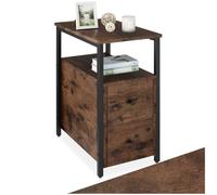 tectake® Comodino Camera da Letto 49,5x30x61,5cm, 2 Ripiani, 2 Cassetti, Tavolino da Letto, Tavolino da Divano, Comodino per Libri, Fiori, Piante, Lampada, Arredamento Casa - Legno Industriale Scuro