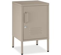 tectake® Comodino Camera da Letto in acciaio, 35x42,5x60,5 cm, mobiletto salvaspazio, ripiano regolabile, anta con chiave, chiusura magnetica, piedini regolabili, Tavolino Laterale da Divano - Tortora