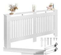 TecTake® Copri Termosifoni con Ripiano, Copricalorifero Design a Lamelle, Copritermosifoni con Aperture per Circolazione Aria, Copertura Radiatori con Mensola da Termosifone, 172,3x19x82 cm- Bianco