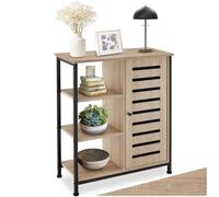tectake 801126 Credenza Runcorn, Ripiano e 3 scomparti, Scomparto con porta magnetica e 2 ripiani regolabili (Industriale legno chiaro, rovere Sonoma, Cerniera porta a destra)