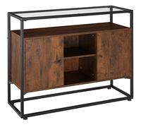 TecTake 801090 Credenza Oldham 100 x 38 x 80,5 cm telaio in acciaio Lastra in vetro removibile (industriale scuro)