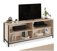 tectake® Credenza Cucina Versatile 147x41x60,5cm, 2 Scomparti con 2 Ripiani Regolabili, Mobile TV ideale TV 65 pollici, Dispensa Salvaspazio o Libreria Bassa, Casa e Cucina - Legno Industriale Chiaro