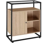 tectake 801092 Cassettone Conventry, Piano superiore in vetro, Armadio con porta magnetica e ripiano