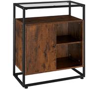 tectake 801092 Cassettone Conventry, Piano superiore in vetro, Armadio con porta magnetica e ripiano