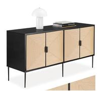 Credenza Juna, parti frontali effetto juta, 2 scomparti armadio, stile boho