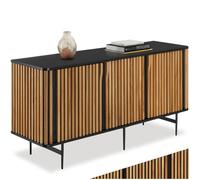 tectake® credenza moderna, madia soggiorno, consolle ingresso, credenza cucina, mobile ingresso, mobile salotto moderno, madia cucina 3 scomparti, design a doghe verticali a lamelle - 156 x 45 x 74 cm