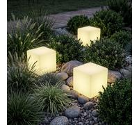 tectake® Cubo luminoso LED, Lampada da terra, luci da esterno e interno RGB 16 colori, telecomando, polietilene resistente, tavolino o pouf esterno luminoso, luci giardino decorative - S - 35x35x35 cm