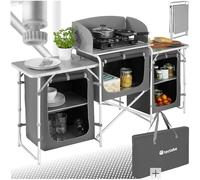 tectake® Cucina da Campeggio 172x52x104cm, Ampia Cucina da Esterno, Mobiletto da Esterno in Alluminio, Adatta Fornello da Campeggio e Fornello a Gas, 2 Ripiani, Borsa per Trasporto - Vari colori