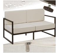 TecTake® Divano Lounge da Giardino Comosa, 2 Posti, Cuscini Extra Spessi, Telaio in Acciaio, Rivestimenti Idrorepellenti Rimovibili, Piedini Regolabili, Montaggio Rapido