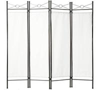 TecTake Divisorio separè paravento 4 pannelli separe paravento e ferro laccato 180x160cm - disponibile in diversi colori e quantità - (1x Bianco | no. 401660)