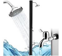 TecTake® Doccia Solare 35 Litri, Doccia da Giardino, Doccia Solare da Esterno, Doccia da Esterno per Giardino, Campeggio o Piscina con Soffione Orientabile e Rubinetto - Nero/Argento