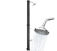 tectake® Doccia Solare da Giardino 20 Litri, Soffione Doccia Orientabile 360°, Accessori Giardino Esterno Campeggio Piscina, Rubinetto, Collegamento per Attacco Acqua da Pompa, Miscelatore - Nero