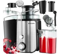 tectake® Estrattore di Succo, 2 Velocità, Acciaio Inossidabile, Potente Centrifuga per Frutta e Verdura, Estrattore Frutta e Verdura con Spegnimento Automatico, 600W - Argento