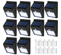 TecTake Faro per Esterni a 6 LED a energia Solare con sensore di Movimento lampione - Disponibile in Diverse quantità - (10 Pezzi | No. 401739)