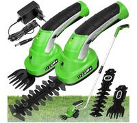 tectake® Forbici Tosasiepi 2 in 1 con Accessori, Ideale per Siepi e Prato, Barra Telescopica Regolabile, Batteria 7,2V, Blocco di Sicurezza, Tagliasiepi Telescopico - Verde