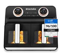 tectake® Friggitrice ad Aria Doppia XXL 4 in 1, Air Fryer con 2 Camere di Cottura, 7 Programmi Preimpostati, Maniglie Resistenti al Calore, Ampia Finestra di Visualizzazione - 2400 W