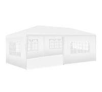 tectake® Gazebo 3x6 m, impermeabile con 5 pannelli laterali rimovibili, struttura in acciaio, tenda con protezione UV, tendone per feste, balconi, campeggio, auto, gazebo terrazzo esterno - Bianco