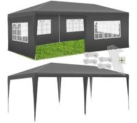 tectake® Gazebo 3x6 m, impermeabile con 5 pannelli laterali rimovibili, struttura in acciaio, tenda con protezione UV, tendone per feste, balconi, campeggio, auto, gazebo terrazzo esterno - Grigio