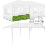 tectake® Gazebo 3x6 m, impermeabile con 5 pannelli laterali rimovibili, struttura in acciaio, tenda con protezione UV, tendone per feste, balconi, campeggio, auto, gazebo terrazzo esterno - Bianco