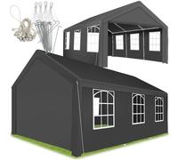 tectake® Gazebo da Esterno 6x4m, Gazebo Esterno Resistente con Struttura in Acciaio, Gazebo da Giardino Impermeabile, con Finestre Trasparenti, Gazebo con Pareti Laterali - Grigio