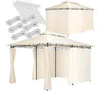 tectake® Gazebo da Giardino Deluxe, 400x300x265 cm, Gazebo Esterno Resistente con 6 Teli Laterali, Tendone da Esterno Regolabile ed Impermeabile, Resistente Raggi UV, Tenda Giardino, Sagre - Crema