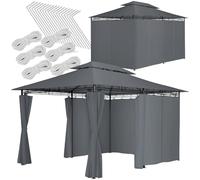 tectake® Gazebo da Giardino Deluxe, 400x300x265 cm, Gazebo Esterno Resistente con 6 Teli Laterali, Tendone da Esterno Regolabile ed Impermeabile, Resistente Raggi UV, Tenda Giardino, Sagre - Antracite