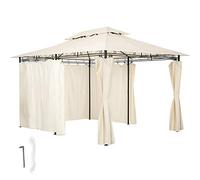 tectake® Gazebo da Giardino Deluxe, Gazebo Esterno Resistente con 6 Teli Laterali, Gazebo da Esterno Regolabile, Gazebo Impermeabile, Resistente ai Raggi UV, 400x300x265 cm - Crema