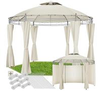tectake® Gazebo da Giardino Deluxe, Gazebo Esterno Resistente con Teli Laterali, Gazebo da Esterno Regolabile, Gazebo Impermeabile, Resistente ai Raggi UV, Design Elegante - Crema