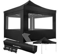 tectake® Gazebo da Giardino Pieghevole, Gazebo Esterno Resistente con 4 Elementi Laterali, Gazebo da Esterno con Finestre, Gazebo Impermeabile e Regolabile, 300 x 300 x 280 cm - Nero