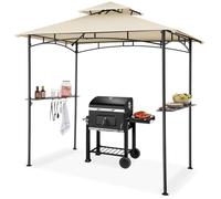 tectake® Gazebo per Barbecue 240x150x250 cm, Gazebo Esterno Resistente alle intemperie, Telo Impermeabile Protezione UV, Doppio Tetto Antivento, 2 Ripiani, Apribottiglie Integrato - Sabbia