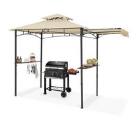 tectake® Gazebo per Barbecue 316 x 150 x 250 cm, Gazebo Esterno Resistente alle intemperie, Telo Impermeabile Protezione UV, Doppio Tetto Antivento, 2 Ripiani, Apribottiglie Integrato - Sabbia