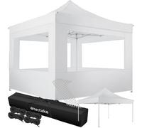 tectake® Gazebo da Giardino Pieghevole, Gazebo Esterno Resistente con 4 Elementi Laterali, Gazebo da Esterno con Finestre, Gazebo Impermeabile e Regolabile, 300 x 300 x 280 cm - Bianco