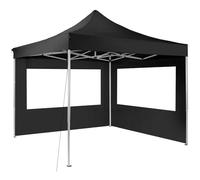tectake® Gazebo Pieghevole Olivia 3x3m, 2 pannelli laterali, Elegante, Impermeabile, Gazebo Esterno Resistente, Struttura in Alluminio, Regolabile in Altezza, Ideale per Esterno, Feste, Auto - Nero