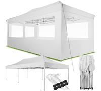 tectake® Gazebo Richiudibile Pieghevole a Fisarmonica, 6x3 m, Alluminio, 100% Impermeabile, 4 Parti Laterali, Picchetti e Sacca, Gazebo Esterno Resistente, Esterno, Bar, Struttura Resistente - Bianco