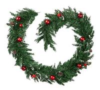 Festone natalizio palline pigne abete decorazioni ghirlanda 270 cm verde